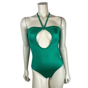 NEW Agua Bendita Green Jamie One Piece Swimsuit Size S Embellished Keyhole Small